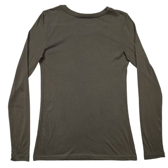 Caslon Lightweight Scoop Neck Cotton Long Sleeve Tee Shirt Top Sz Small Grey NWT - Picture 3 of 5